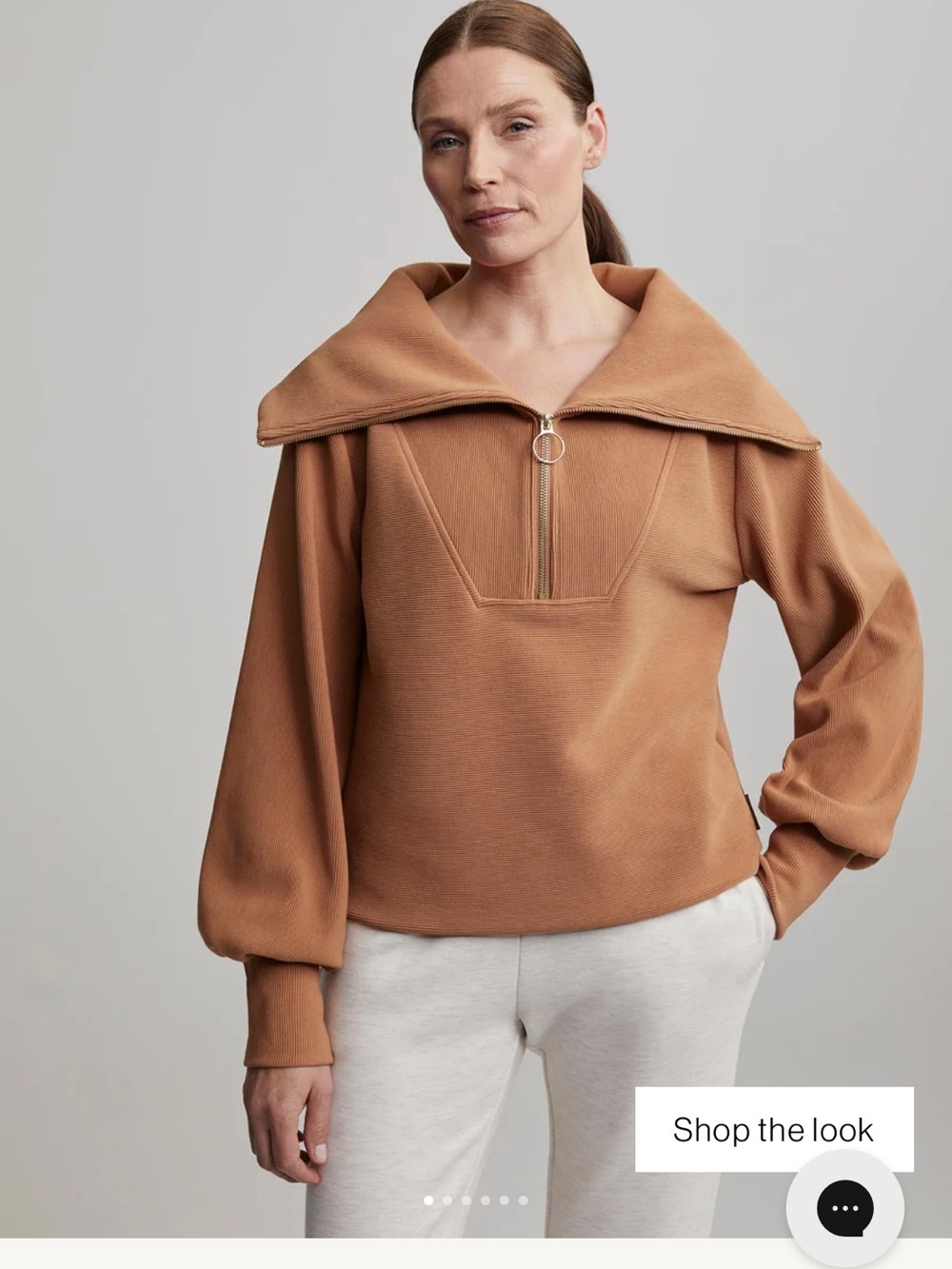 Varley Vine Half Zip Pullover in Light Beige